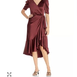 Cinq a Sept Red High Low Wrap Dress